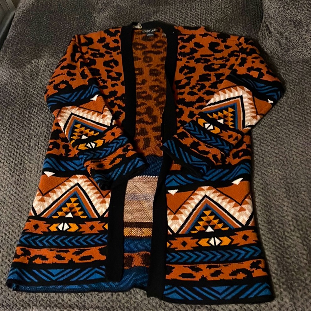Large Cardigan with tribal and animal print